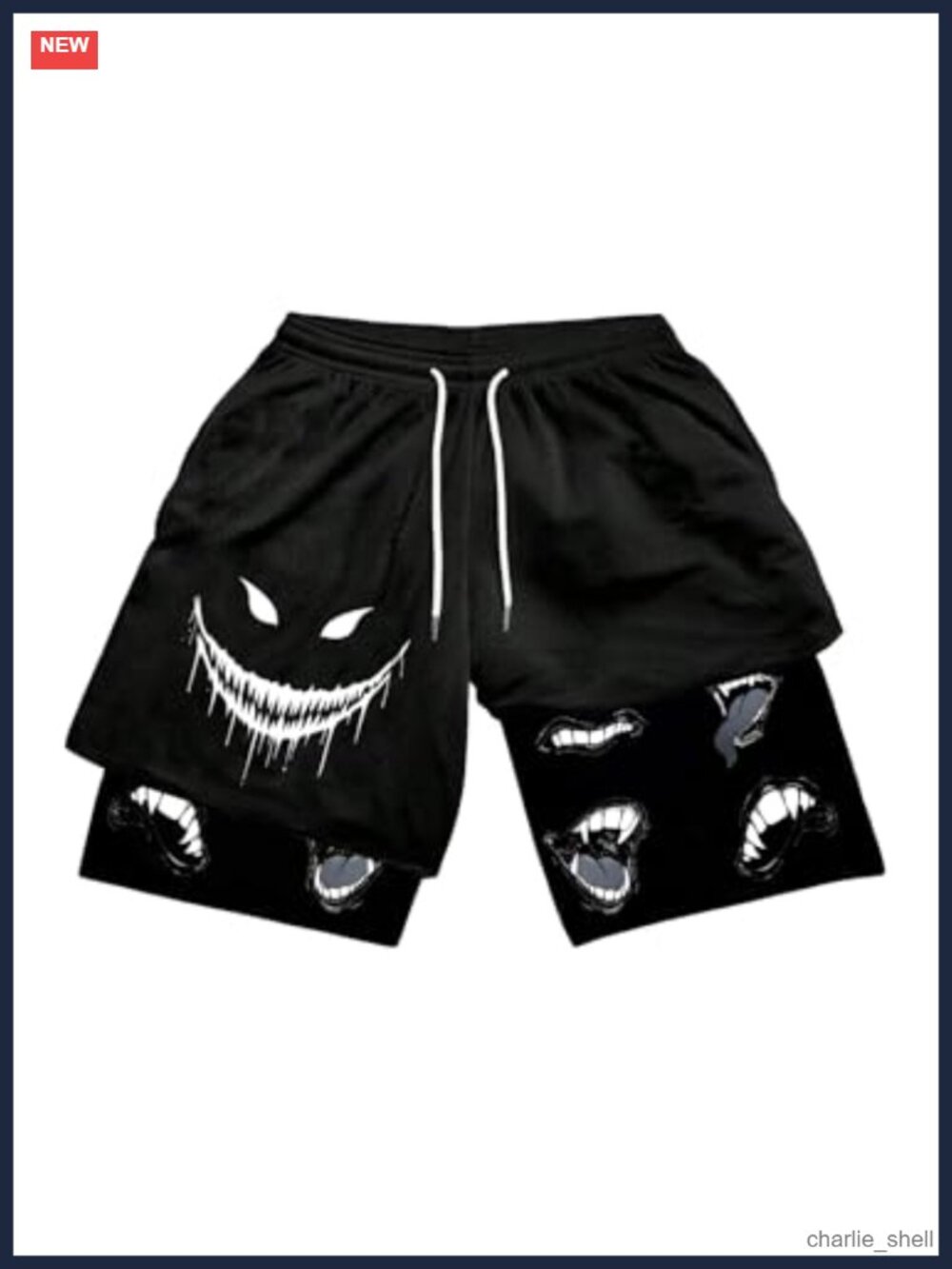 Men's 2 in 1 Mesh Basketball Shorts with Liner Y2K Goth Streetwear Drawstring